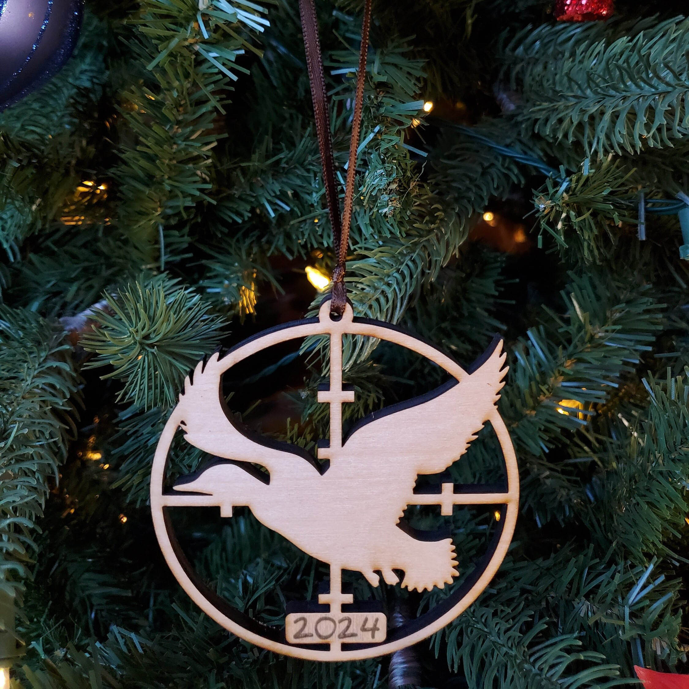 Wooden Hunting Christmas 2024 Tree Ornament