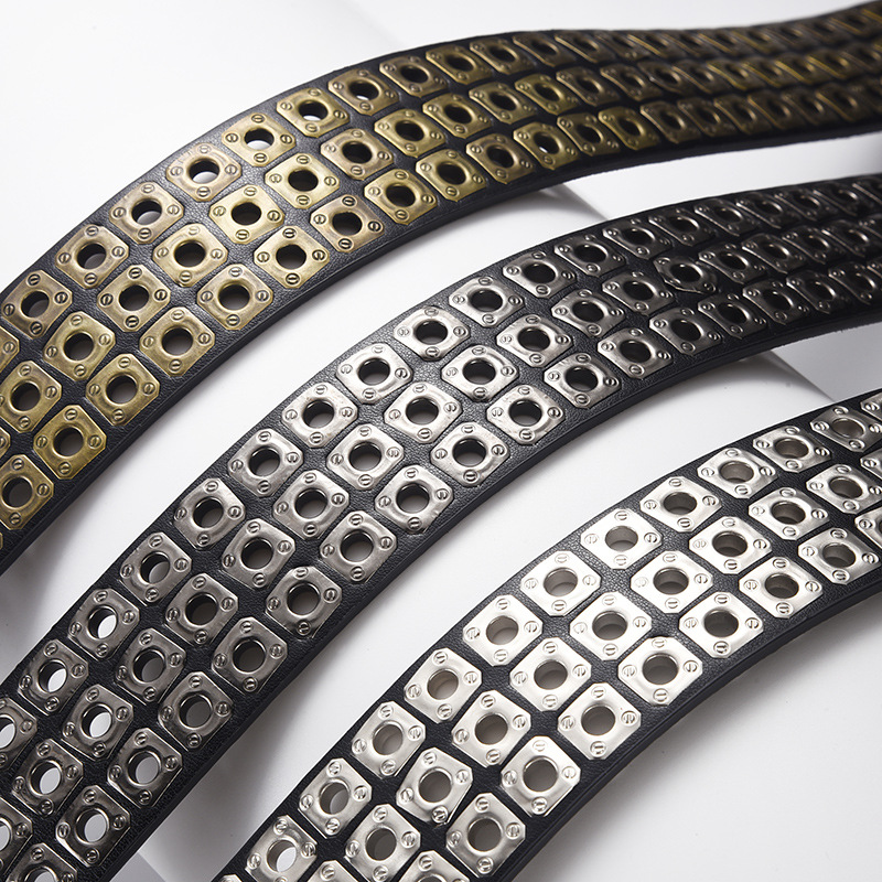 n style punk style personality belt lady, fashion pin buckle belt female tie-in, rivet pin  Pu belt buckle