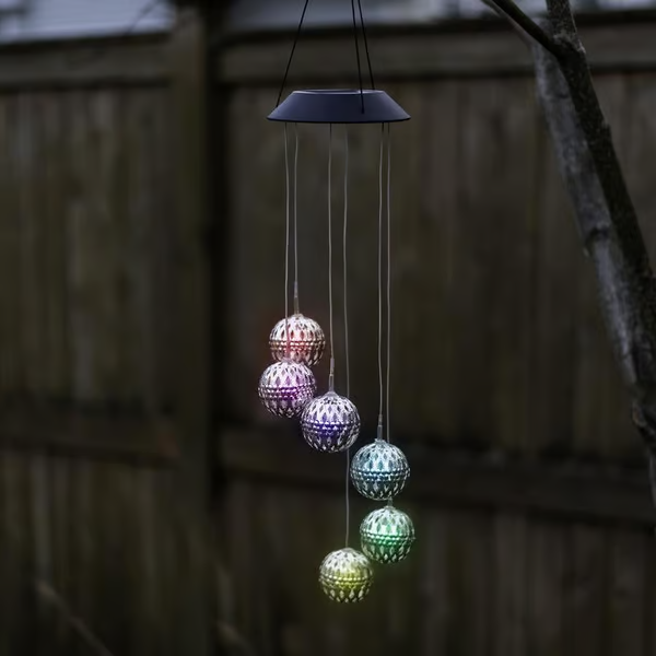 (🔥2025 BEST GIFT TO FAMILY🔥)Solar Metal Orb Wind Chime Mobile - Rainbow Color Changing LED Lights