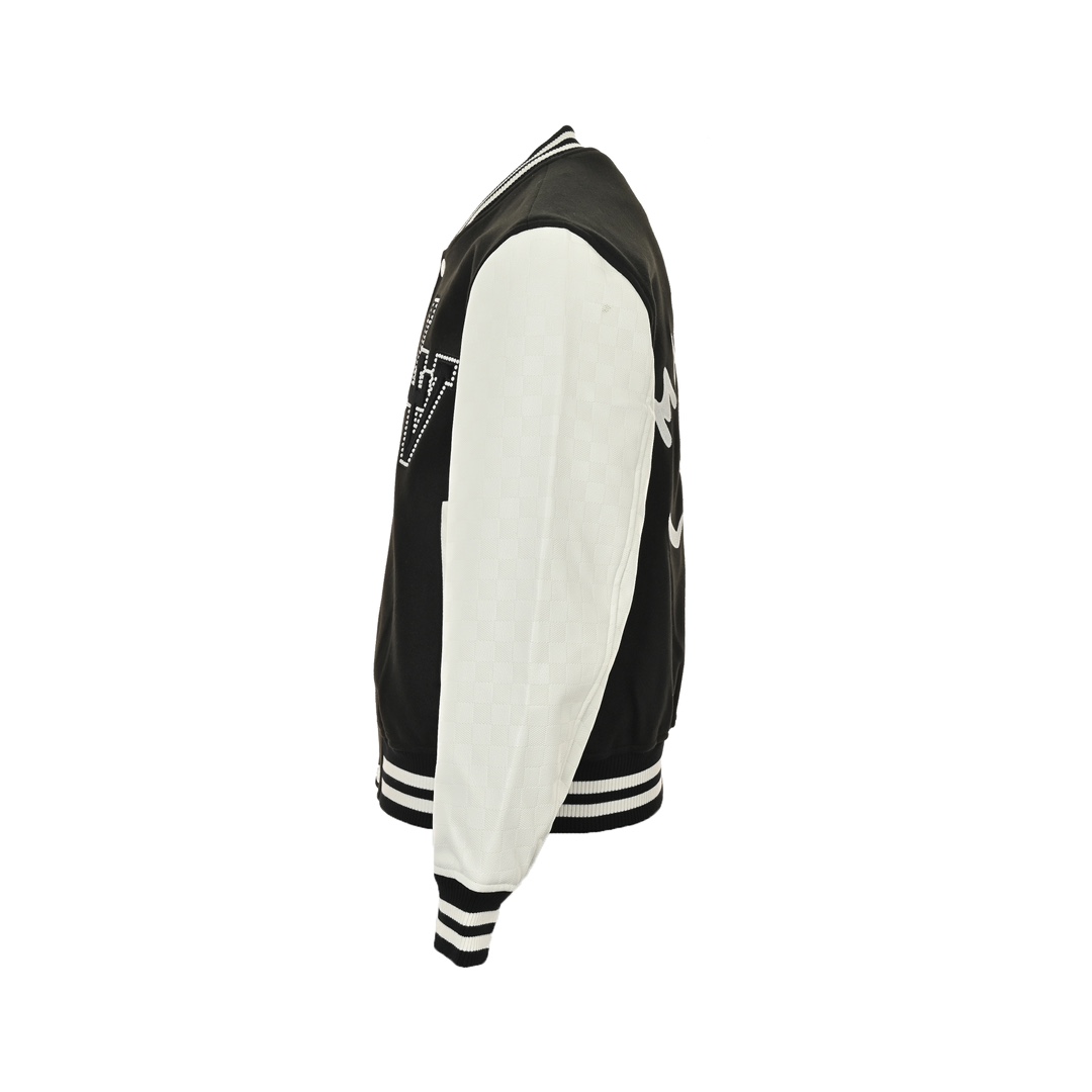 Louis Vuitton 24Fw pearl embroidered lettering baseball jacket