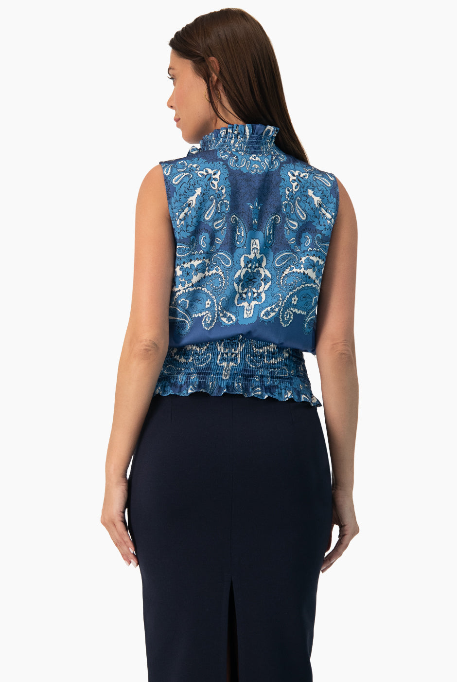 Blusa sin mangas con smock