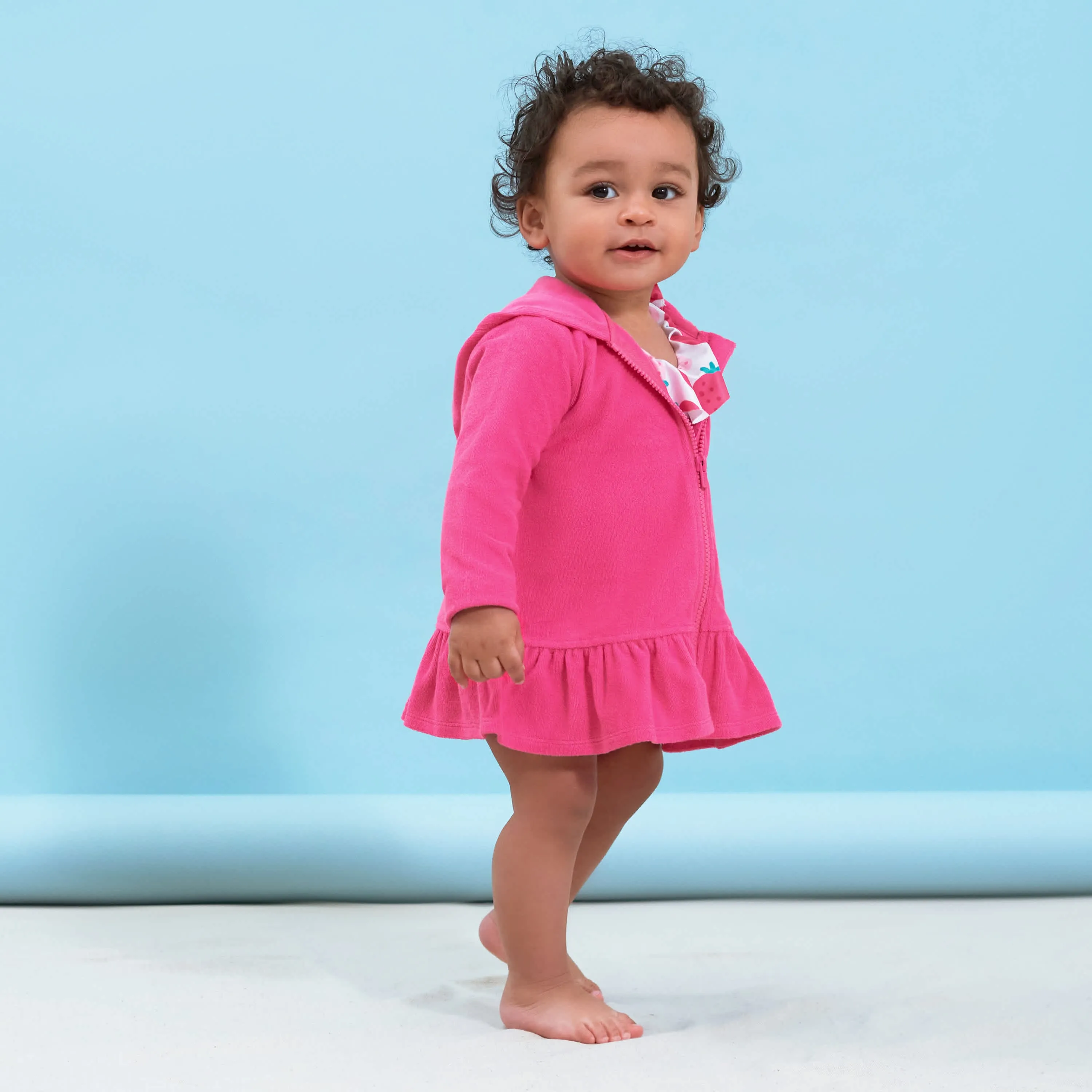 Baby & Toddler Girls Pink Zipper Hoodie Terry Coverup