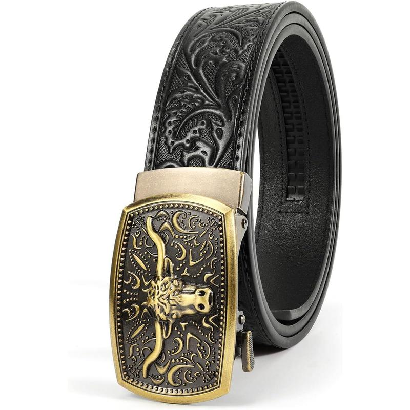 Automatic Ratchet Leather Western Cowboy Belt