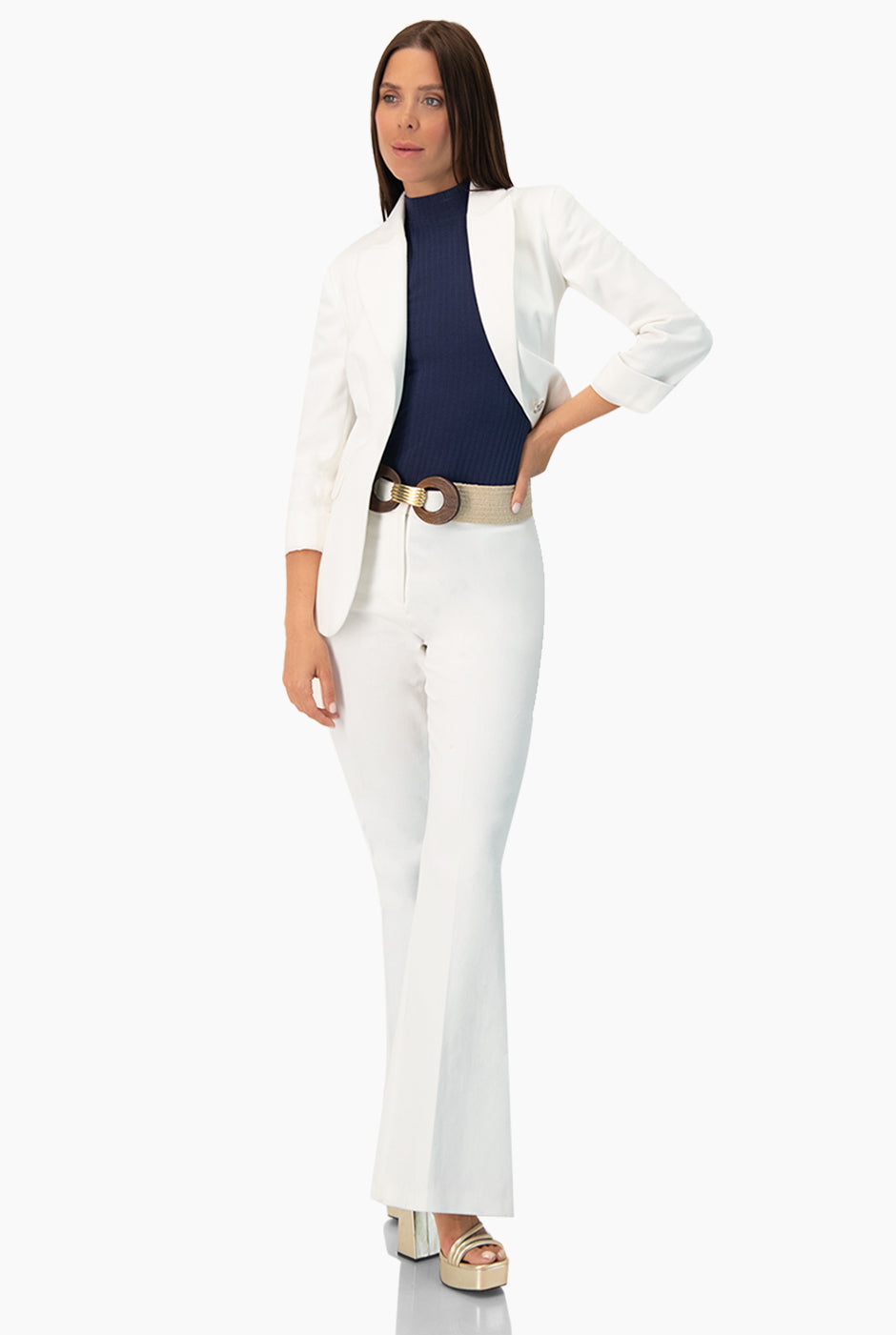 Blusa de cuello alto marino