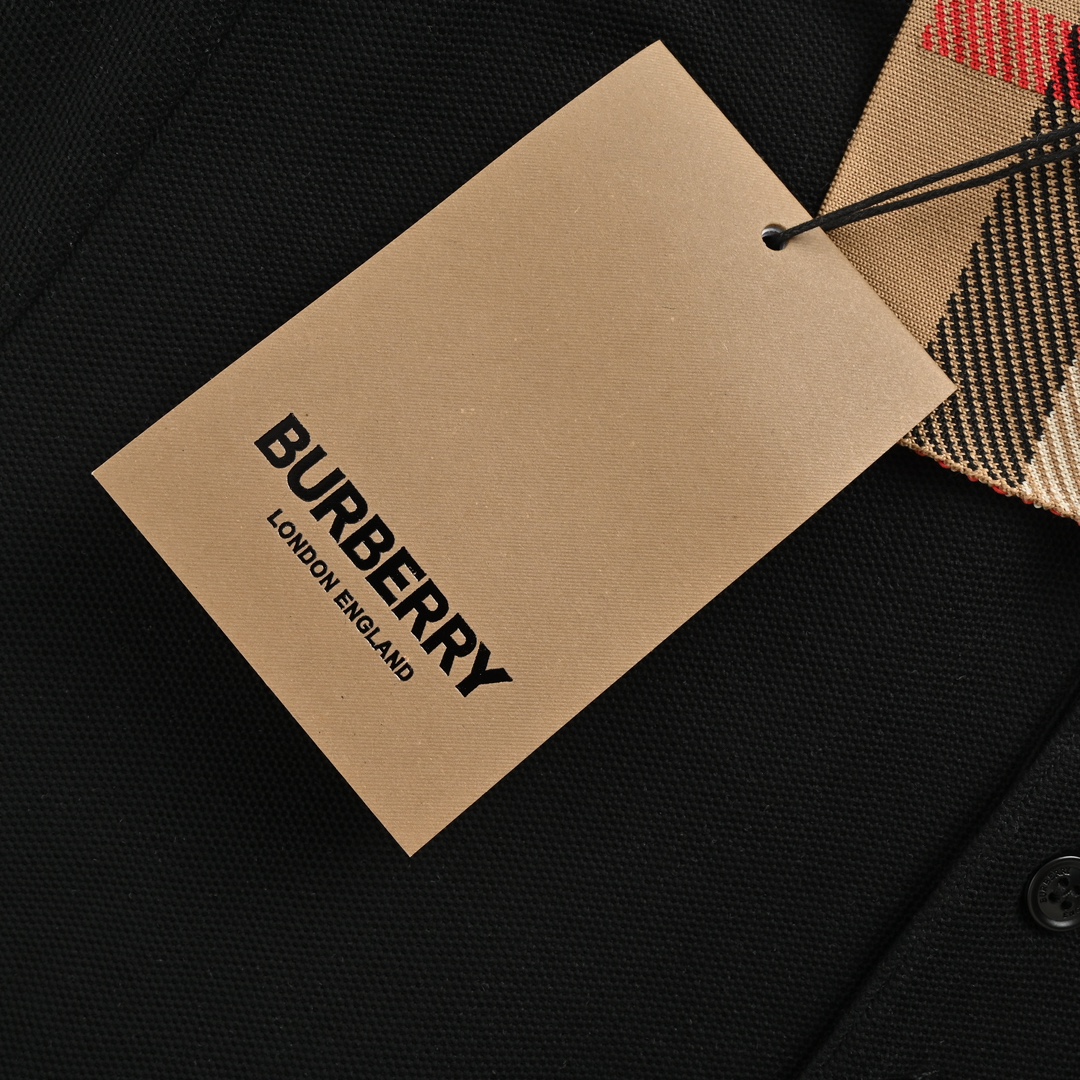 Burberry 24ss check collar Polo short sleeve