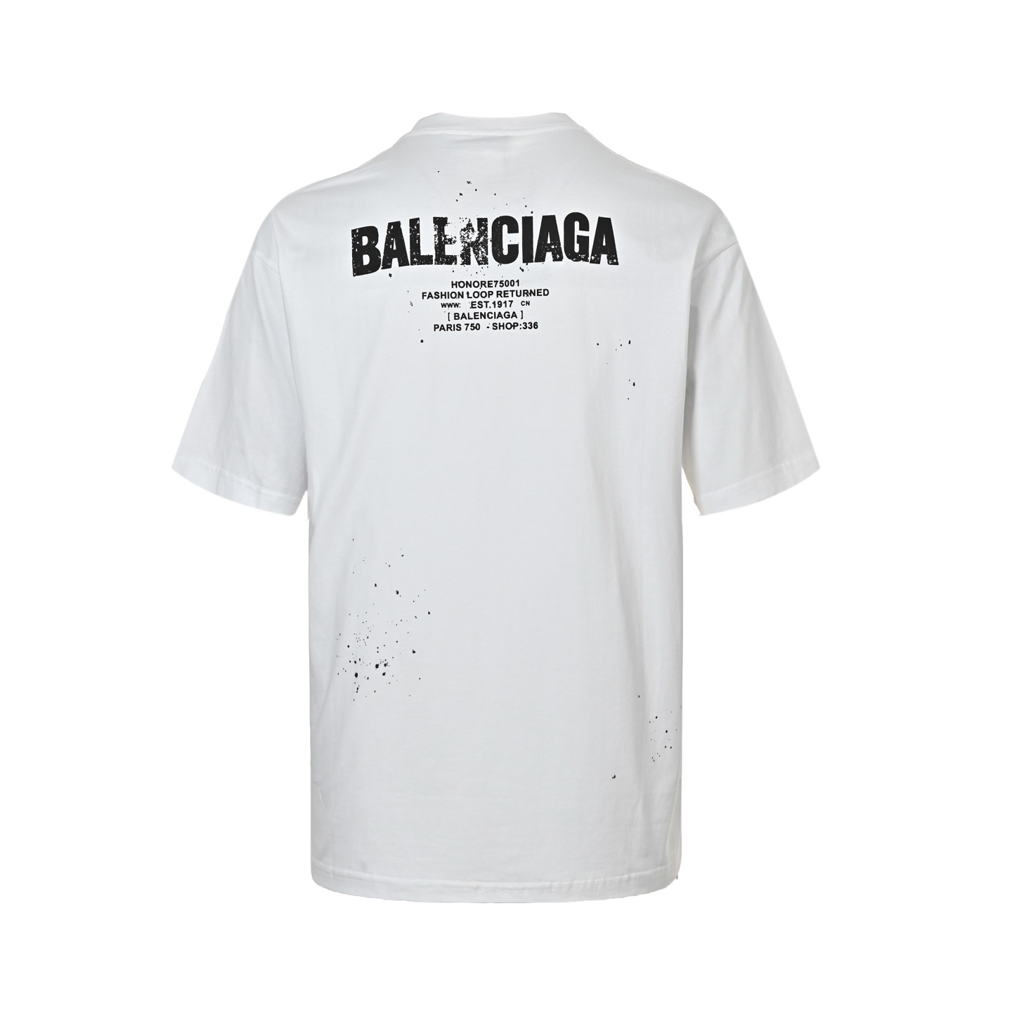 Balenciaga Mottled Letters Ink Printed Short Sleeve