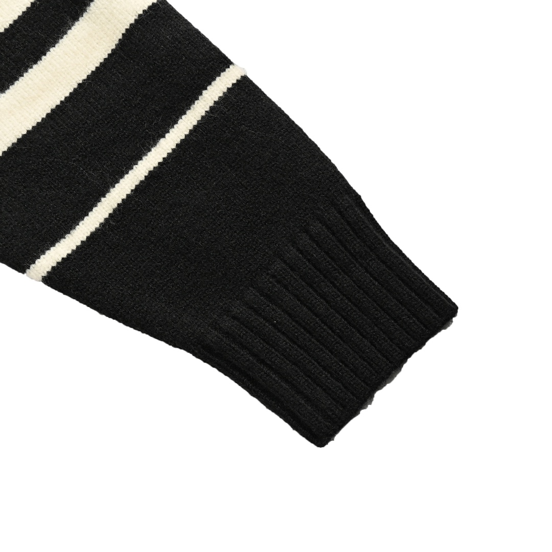 Burberry 24Fw rabbit limited edition black and white striped knitted zipper cardigan