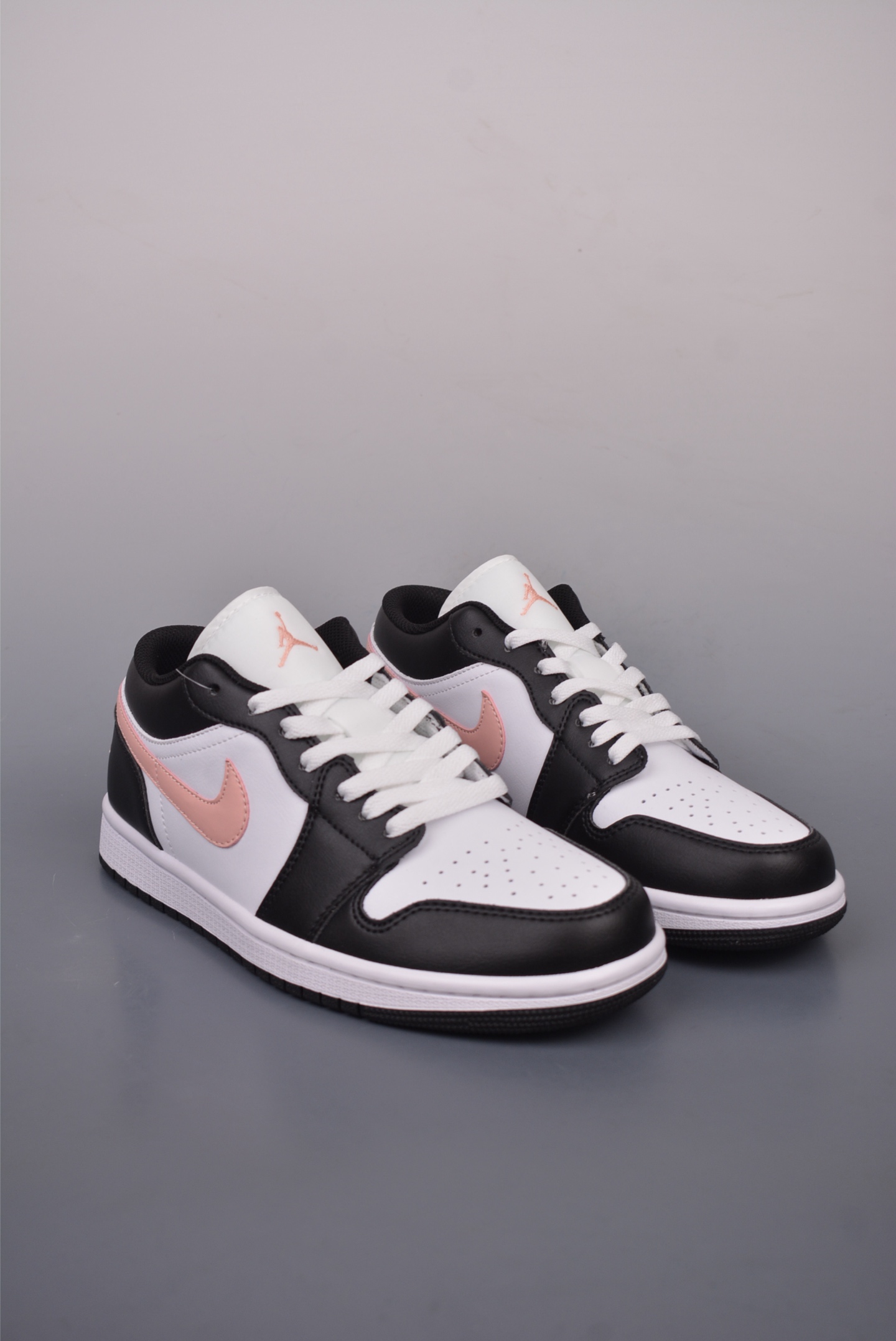 Nike Wmns Air Jordan 1 Low GS Leather Black White Pink 553558-165