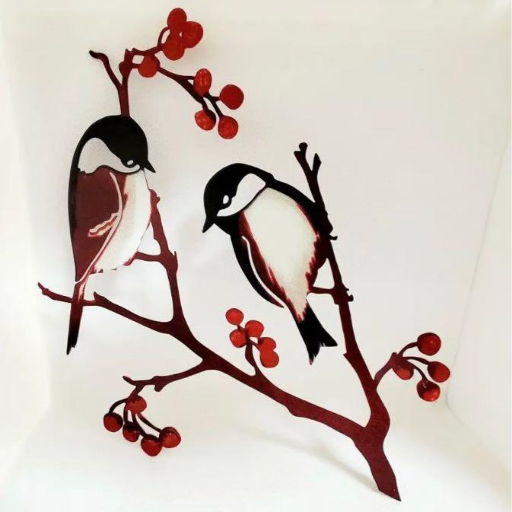 Hand painted metal bird metal garden art decoration on spring willow garden stake
