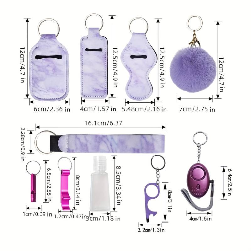 Women's Security Keychain Set, 10-Piece Security Keychain Accessories