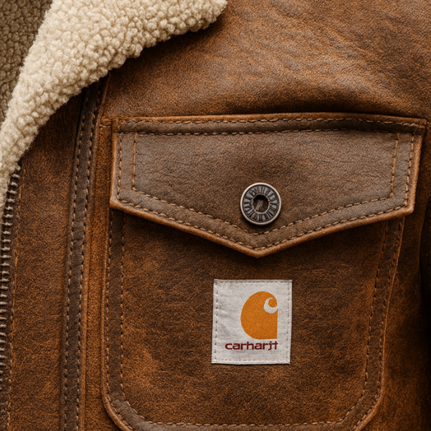 Men's Vintage Brown Suede Leather Jacket With Sherpa Lining