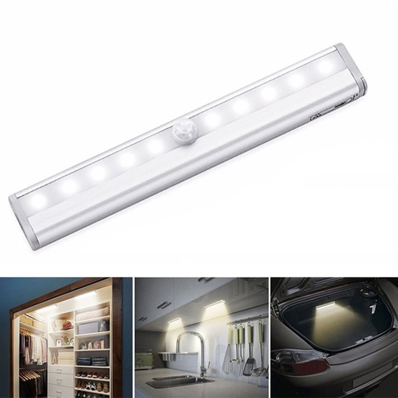 Motion sensor LED light under cabinet, magnetic strip wall light