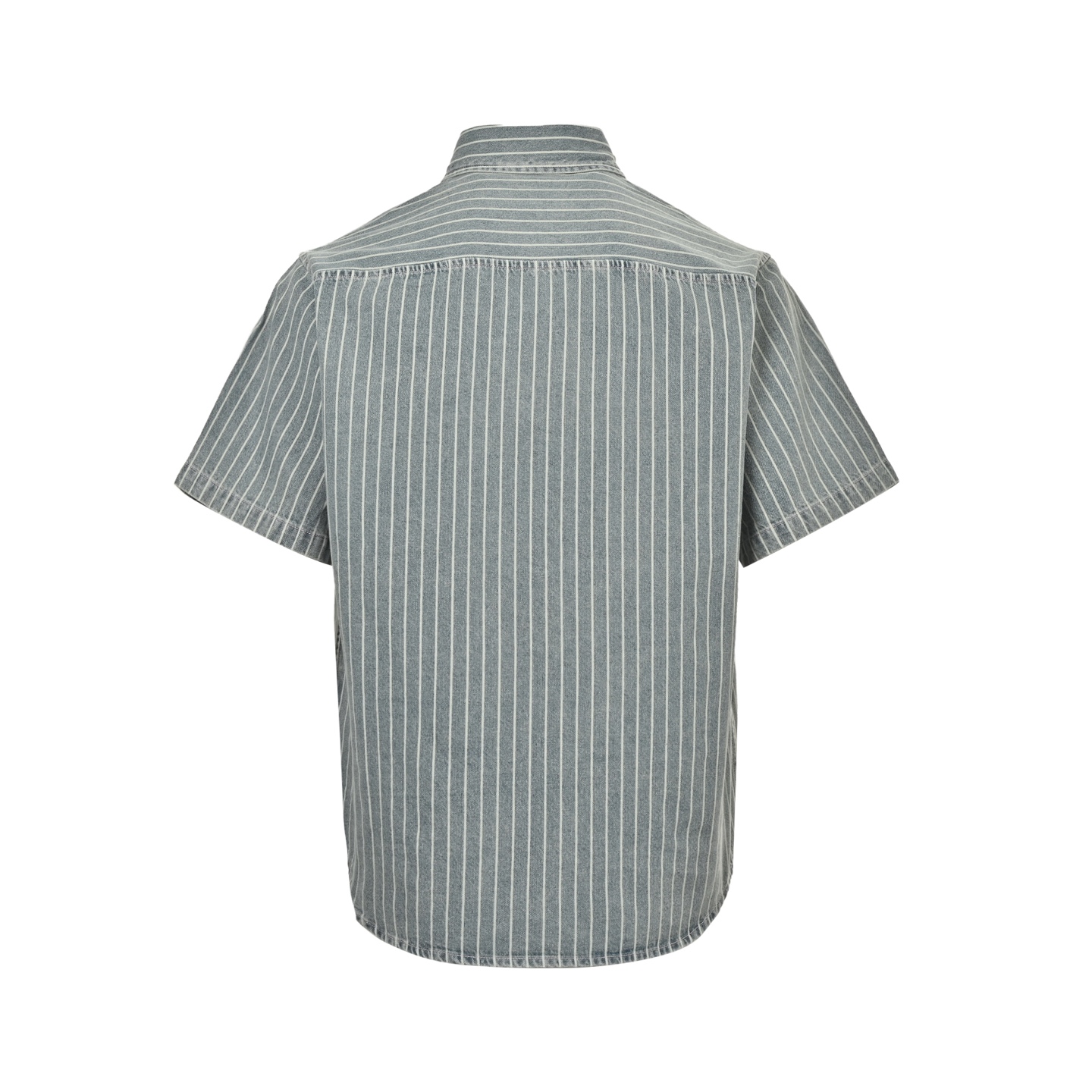 Dior 25ss embroidered lettering striped washed denim short-sleeved shirt