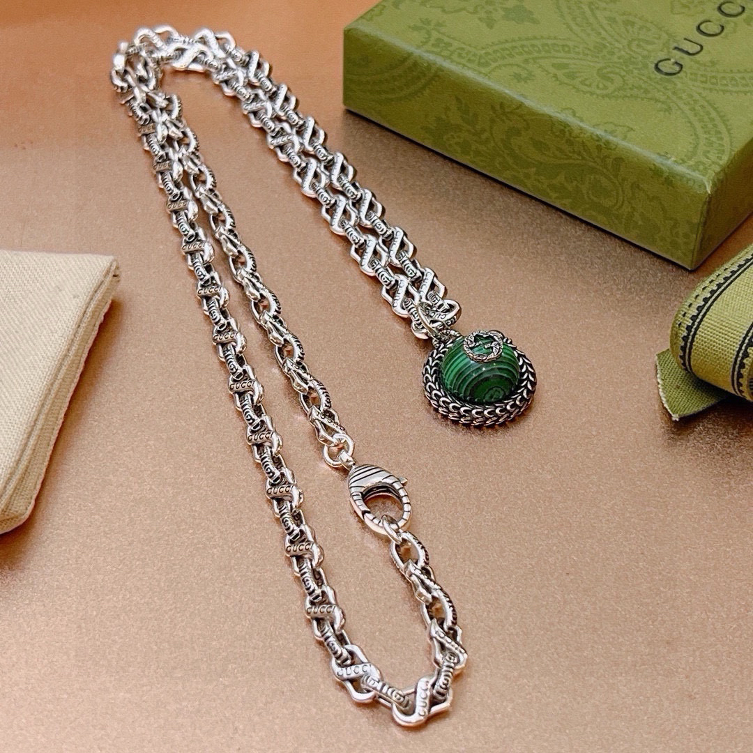 Gucci Anger Forest Series Green Planet Chain Necklace