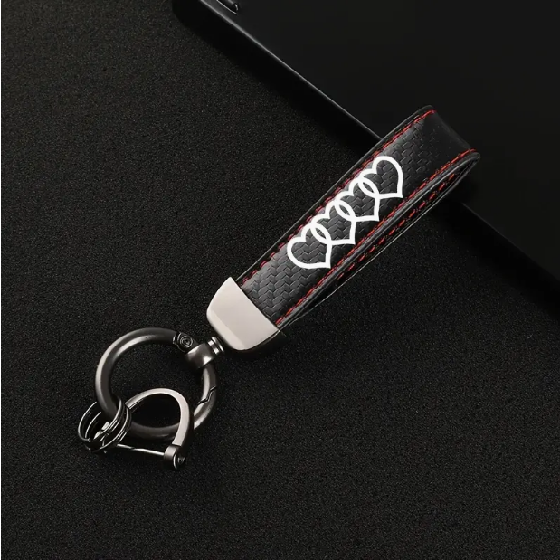 Leather Keyring  Buckle Hearts