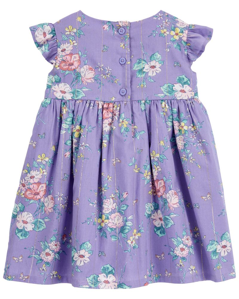 Oshkosh Metallic Stripe Floral Print Dress
