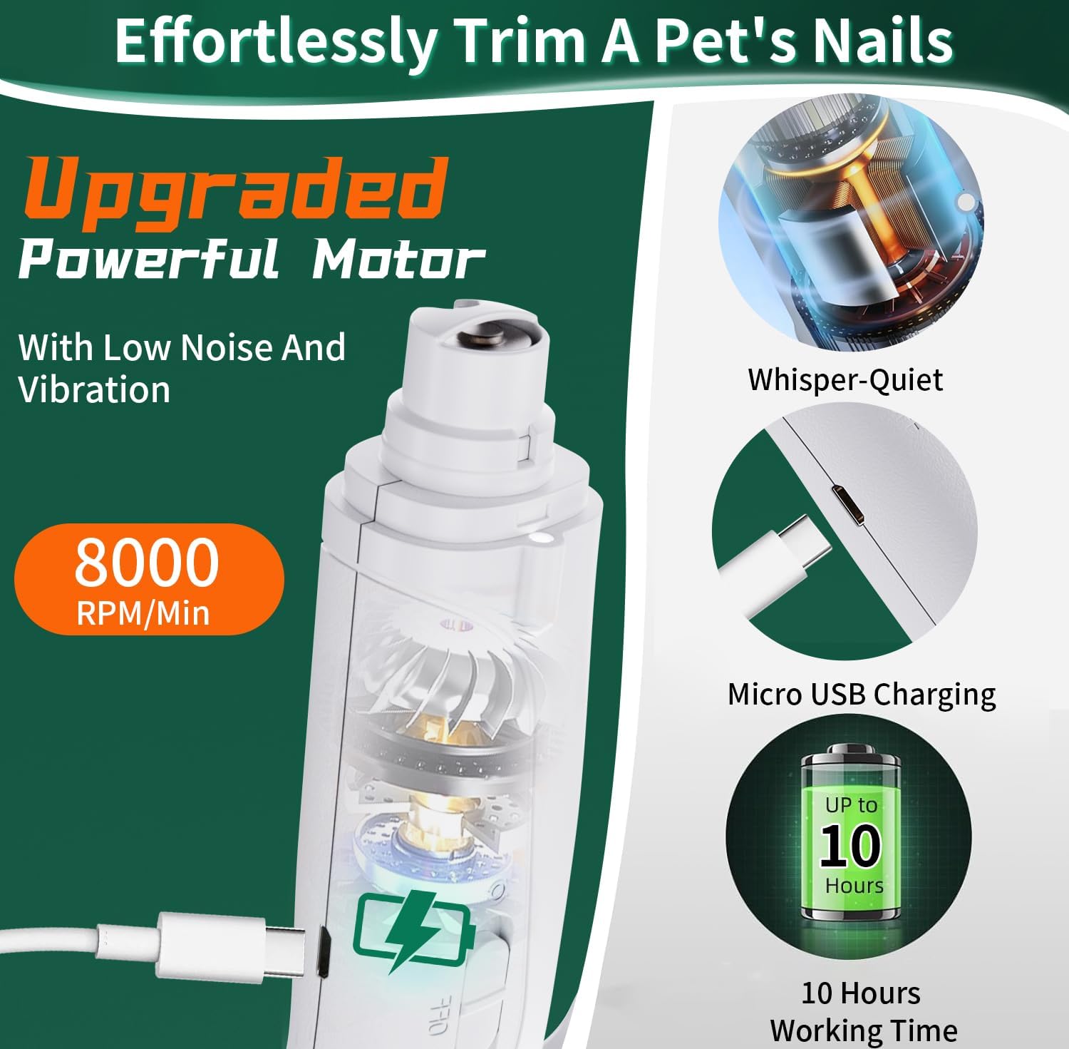 👍Last Day Promotion 60% OFF💥2-in-1 Pets Nail Grinder & Pets Nail Clippers Trimmers