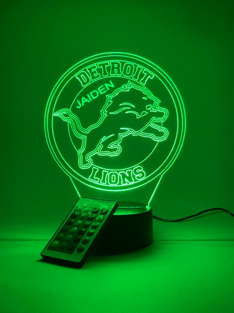 DETROIT LIONS 3D LAMP PERSONALIZED