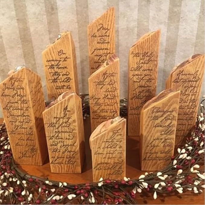 🙏🙏9 Piece Exquisite Resin Prayer Pillar Set - Inspirational Christian Sculpture with Engraved Artwork