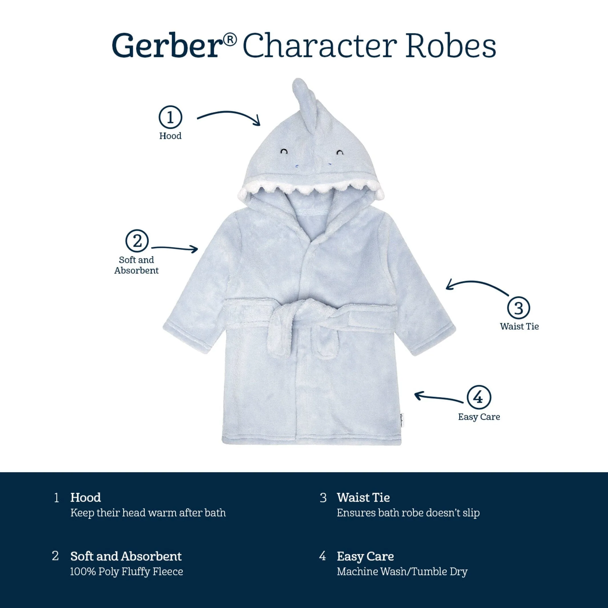 Baby Boys Shark Robe