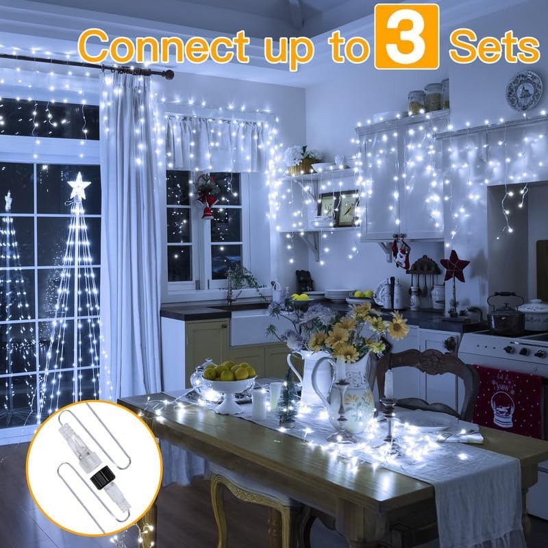 🏆Flash Sale⚡Icicle Lights for Outside 486LED with Remote 8Modes Timers Waterproof, Plug in Connectable