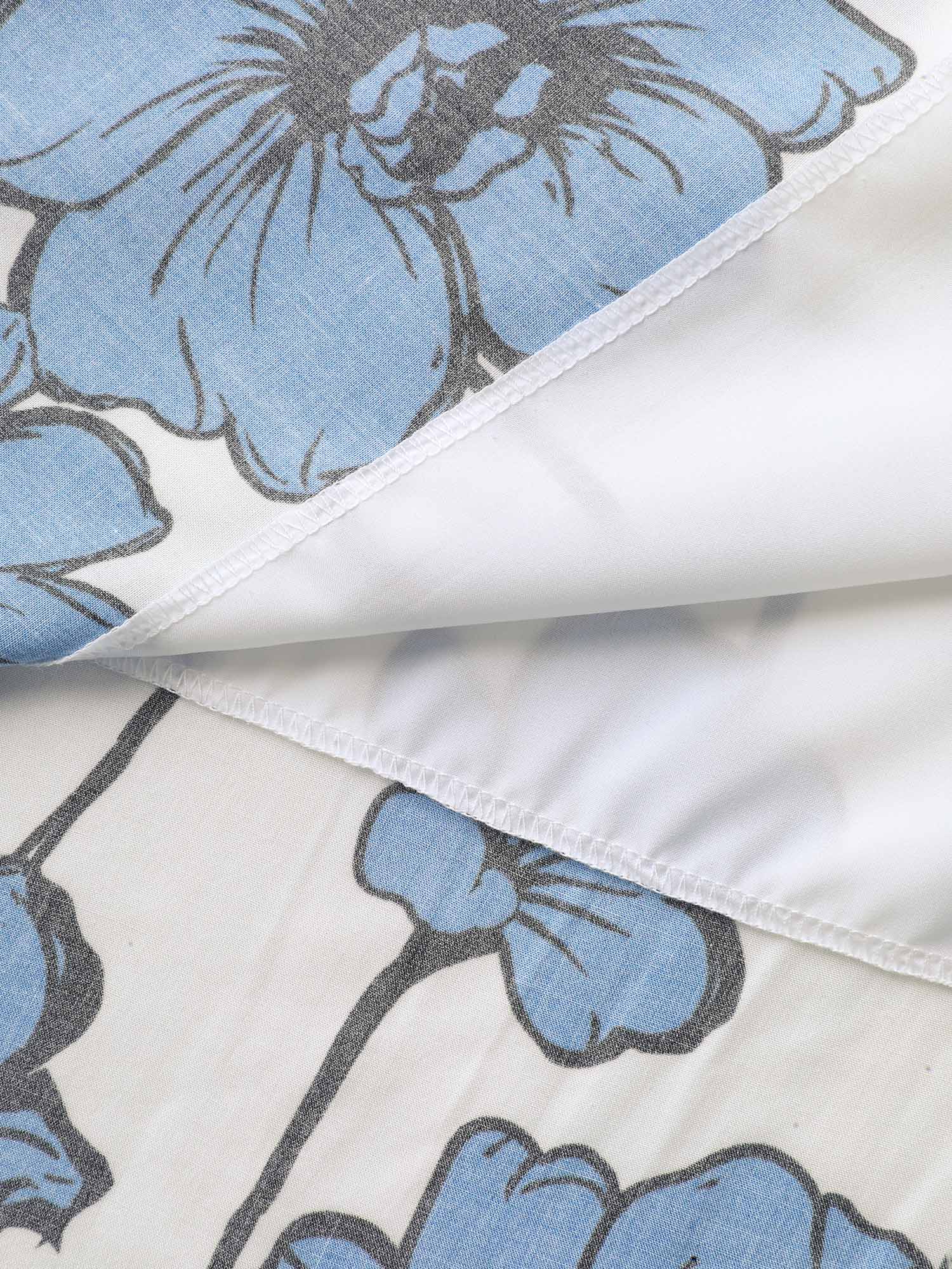 Large Floral Print Notched Collar Midi Dress