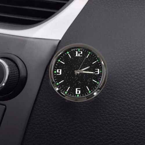 1x Luminous Diamond Quartz Analog Watch Stick On Car Clock Accessories Black