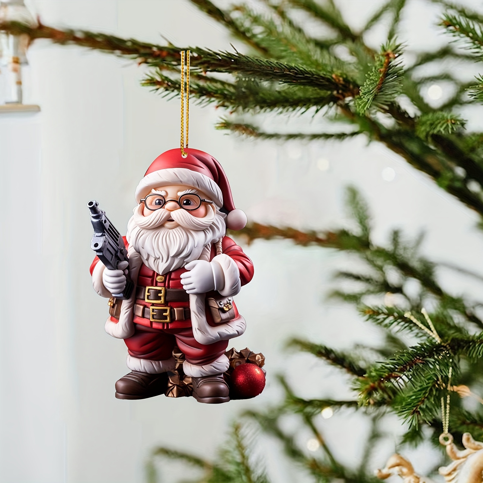Badass Santa Ornament – Action-Packed Christmas Decor