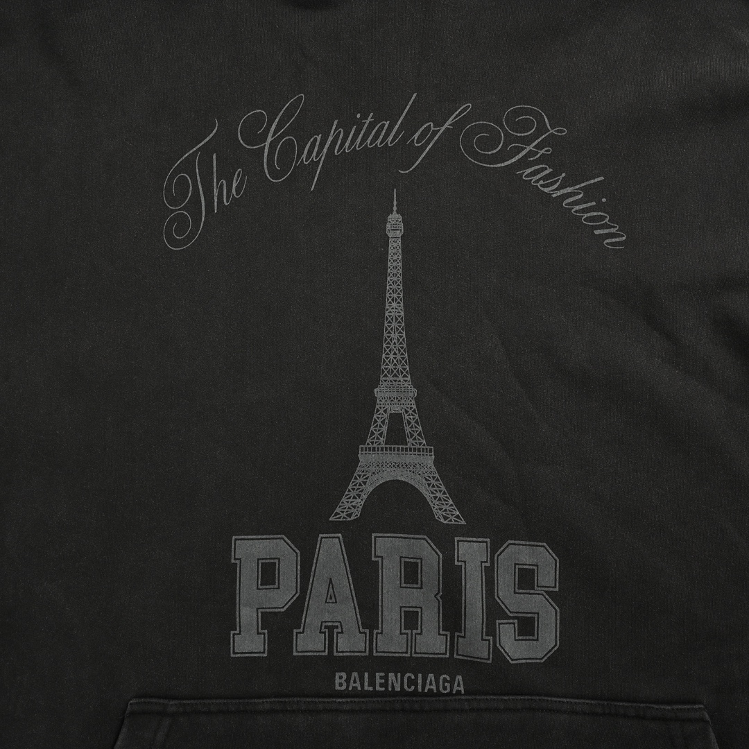 Balenciaga 24Fw Tower Print Washed Hoodie