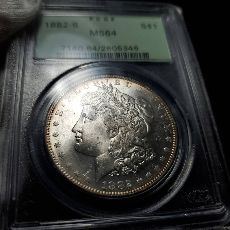 1882  S  MS 64  Silver Morgan Dollar- PCGS  Silver  Coin . Beautiful Color  Lot # 262