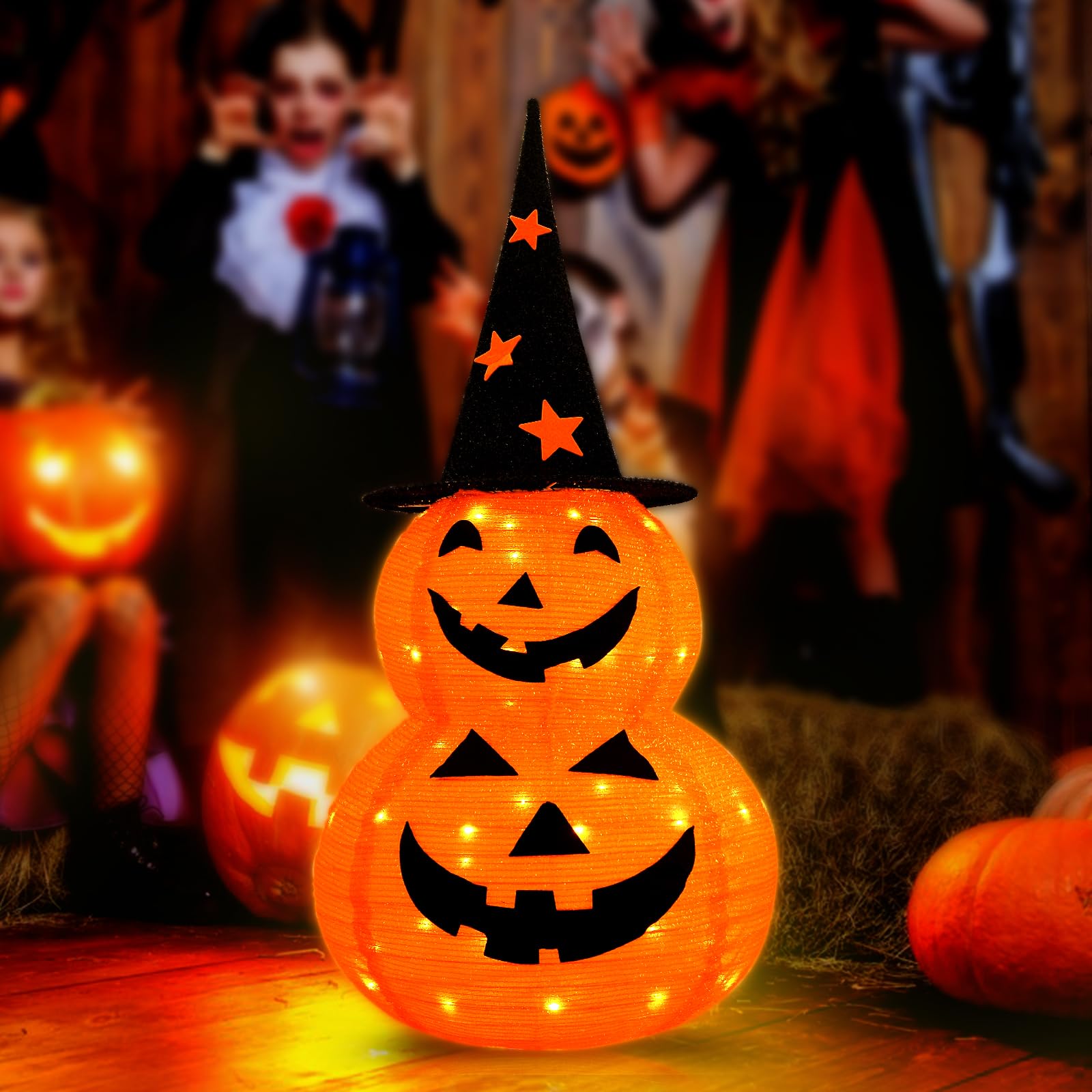 🏆Limited Sale⚡Almost Gone🎃3.3 FT Two-Layers Remote Control Pumpkin Lights
