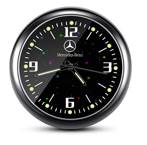 1x Luminous Diamond Quartz Analog Watch Stick On Car Clock Accessories Black