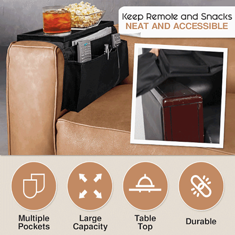 Sofa Armrest Tray With Organiser