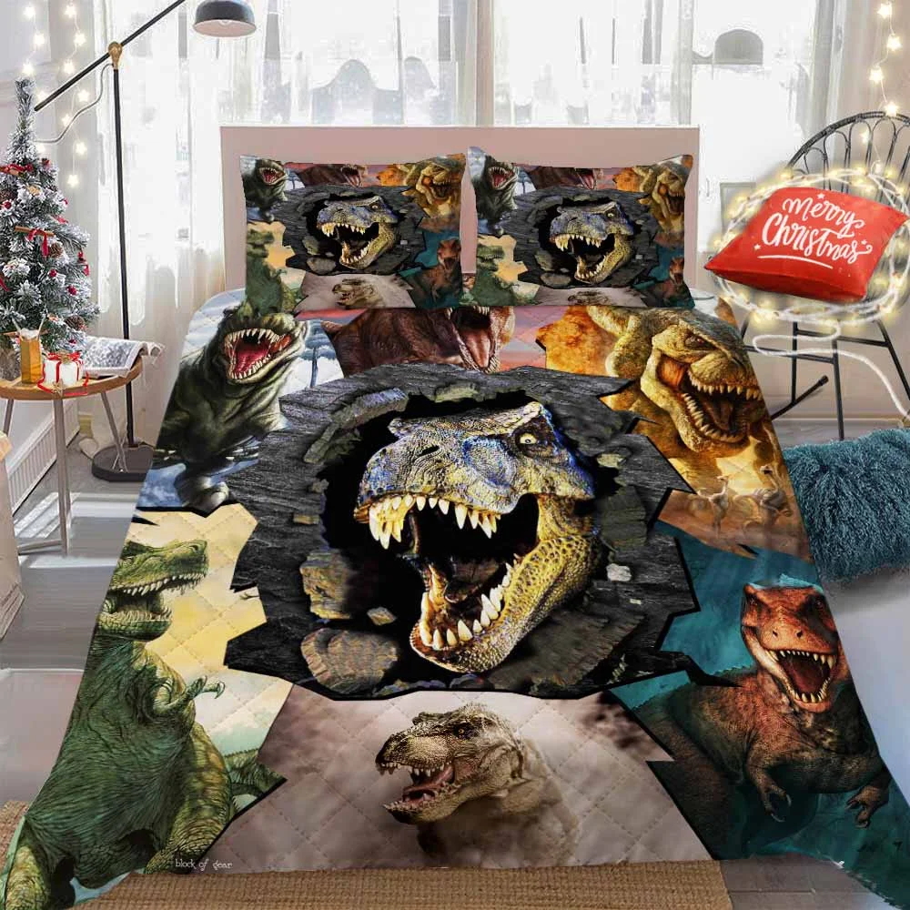 T-Rex Dinosaur Quilt Bed Set