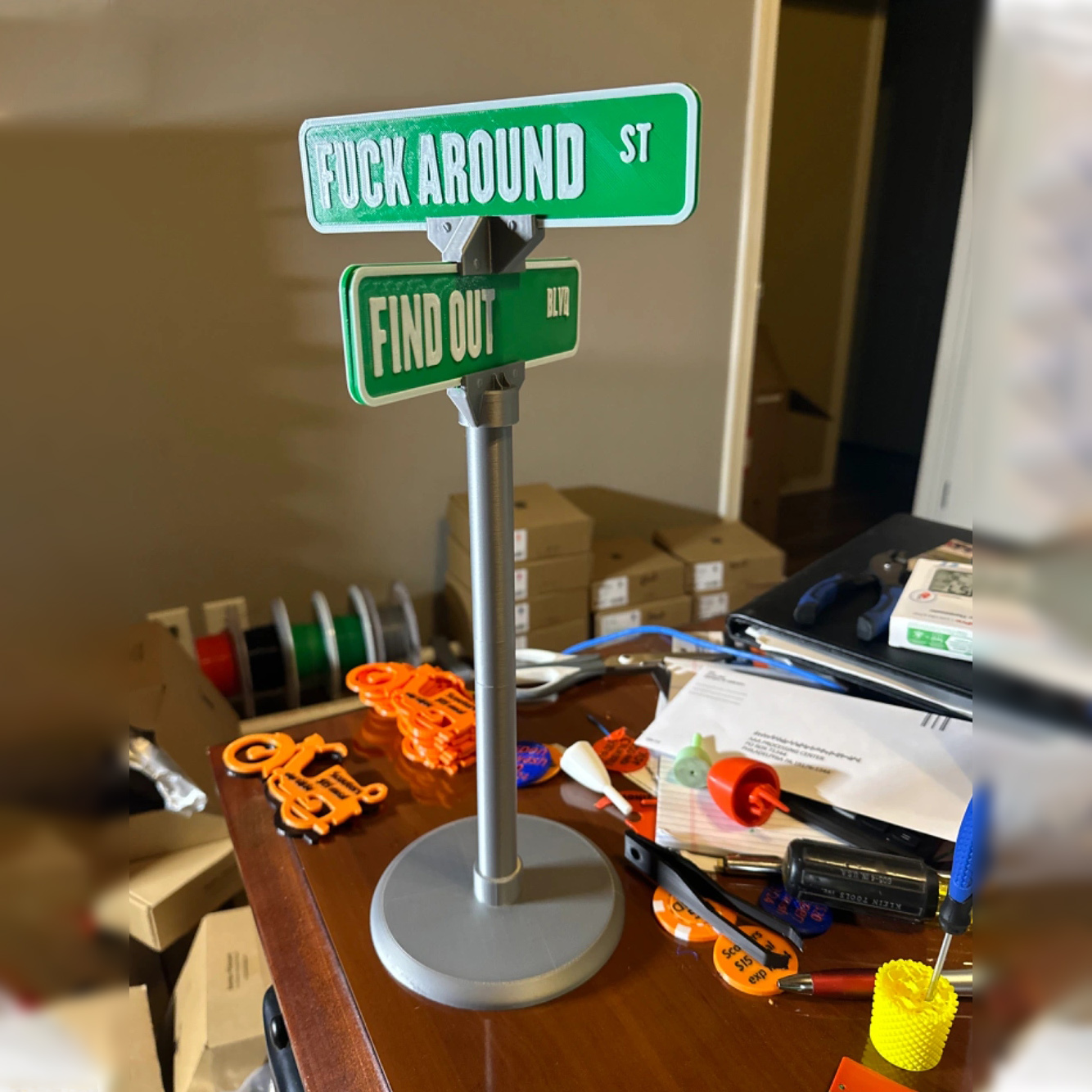 F Around/Find Out Street Sign Desk Decoration |  Funny Desk Gift