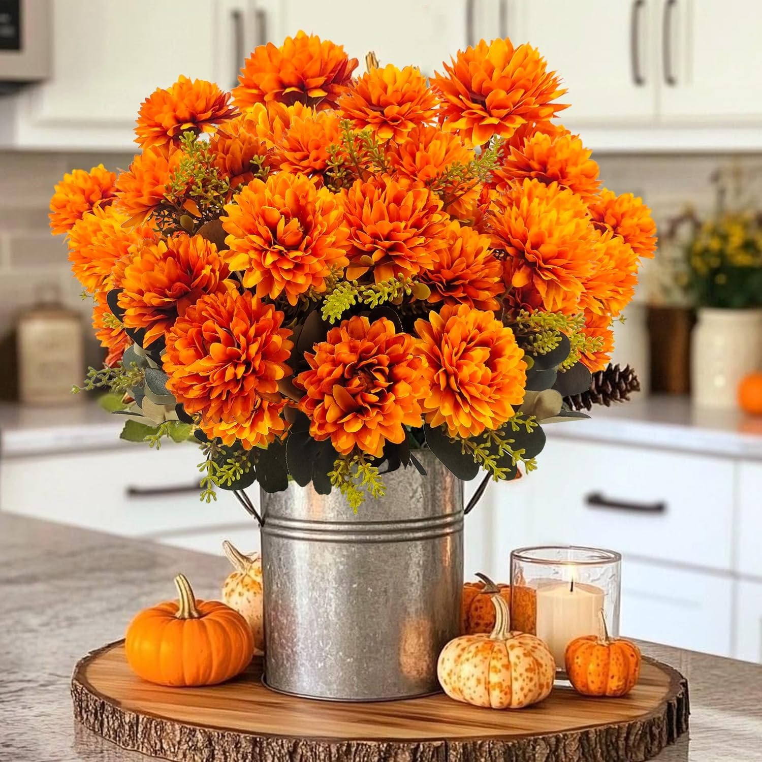 ✨Flash Sale✨9 Heads Fall Flowers Artificial Mums - UV resistant, Waterproof, Windproof