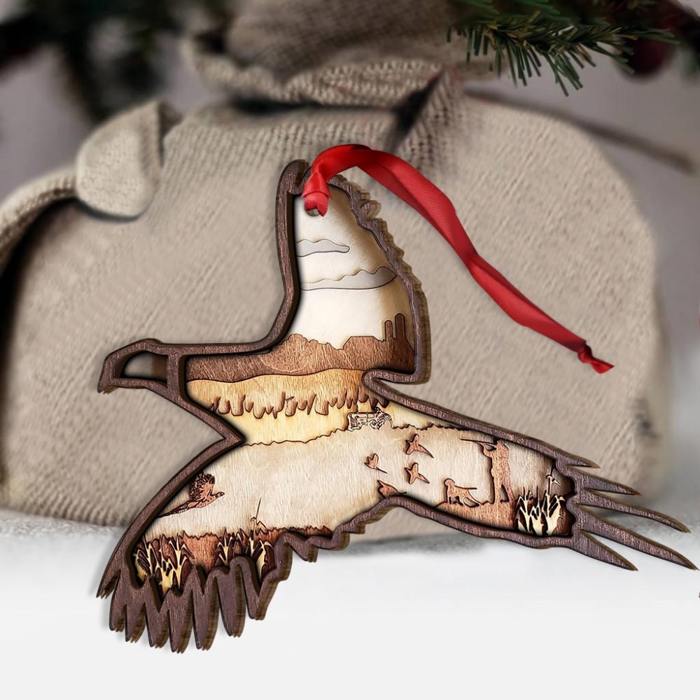 Hunting Christmas Wood Ornament