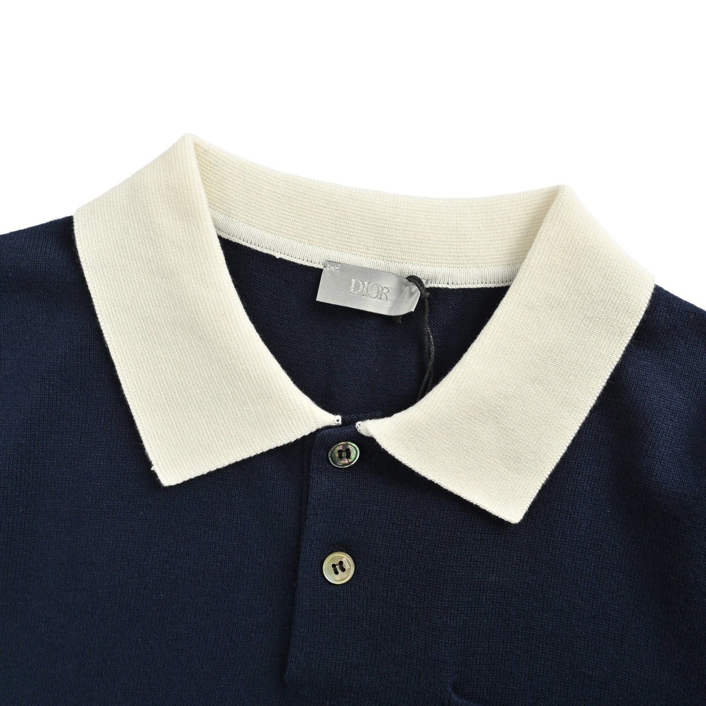 Dior 25ss lily of the valley embroidered knitted Polo short-sleeved