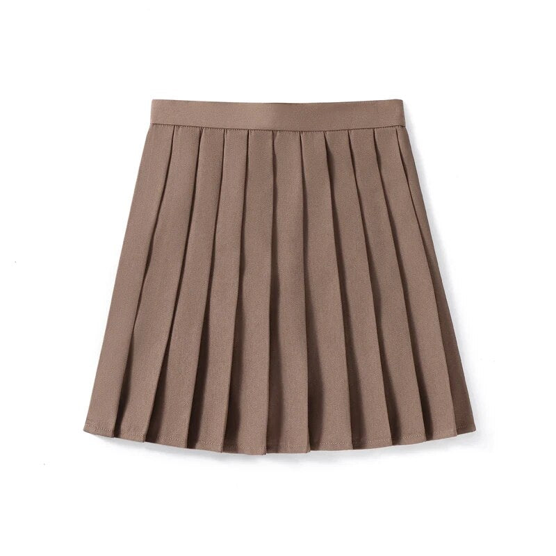 Solid Color Pleated Skirt