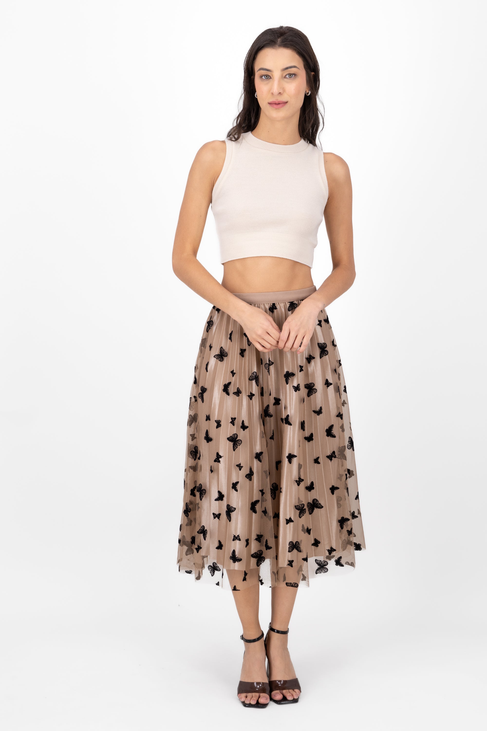ButterflyPrint Tulle MidiSkirt