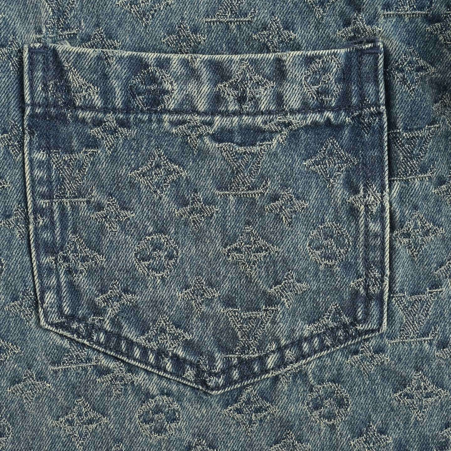 Louis Vuitton 25ss all-over monogram jacquard suit denim short-sleeved shirt