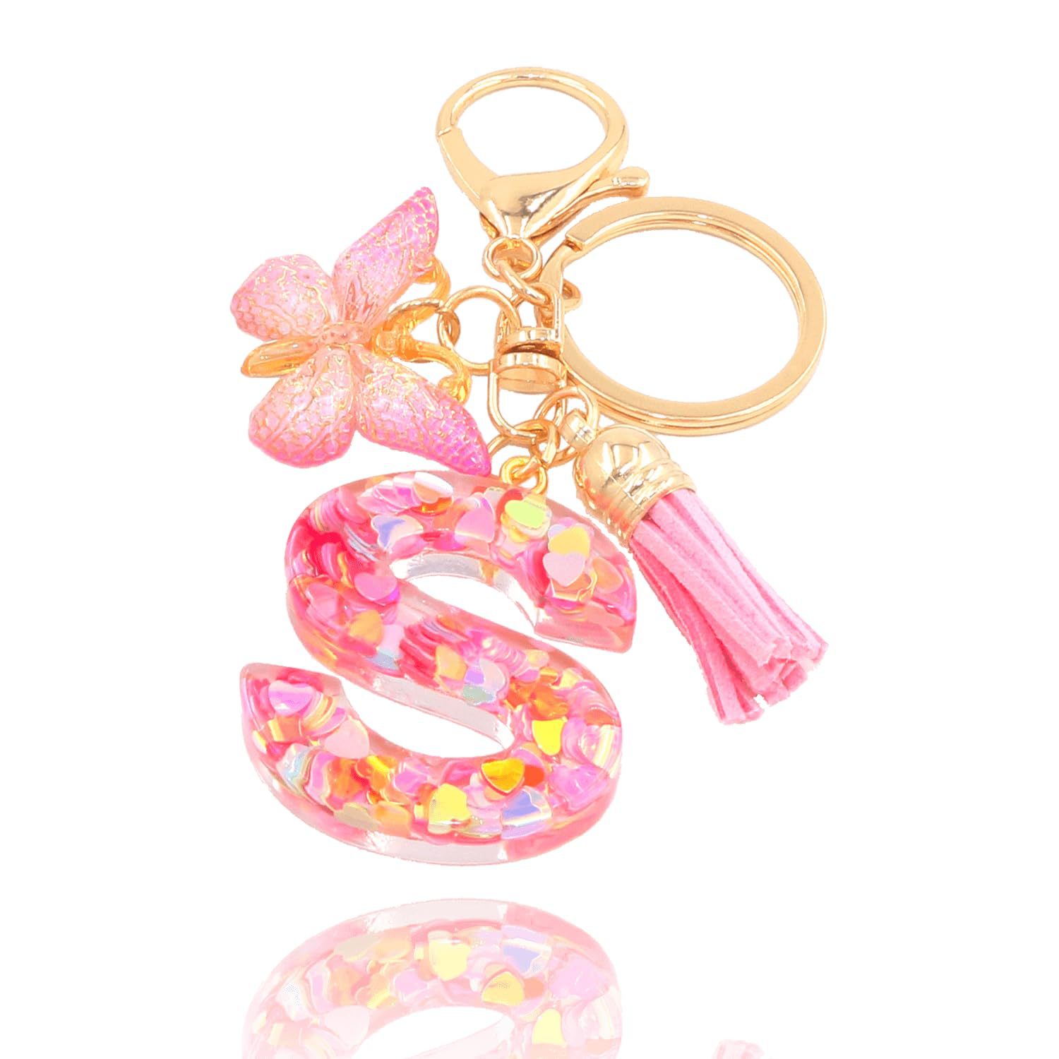 ✨✨Heart sequin butterfly letter tassel keychain(Choose your own name keychain)