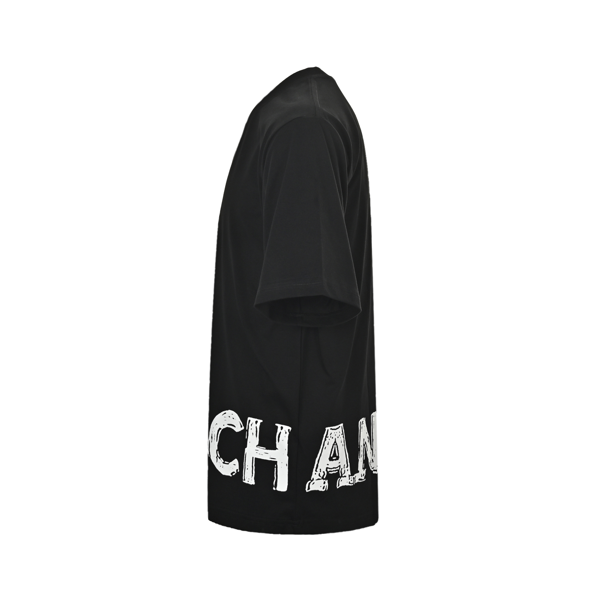Chanel Neckline Embroidered Hem Letter Printed Short Sleeves