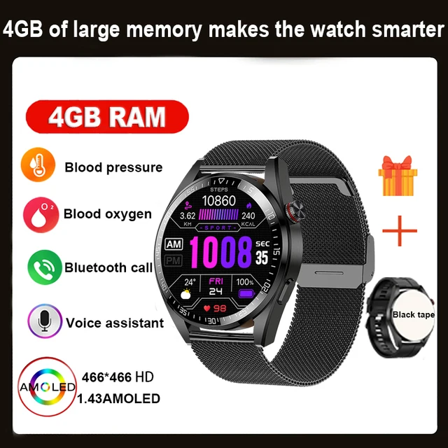 2023 New men's AMOLED Smartwatch HD Bluetooth Talk 4GB memory 466*466 full screen touch 3ATM deep waterproof smartwatch for men