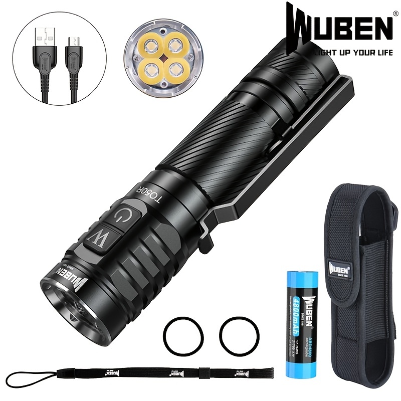 WUBEN TO50R Mini LED Waterproof Rechargeable Flashlight With Batteries 6 Modes, 2800LM
