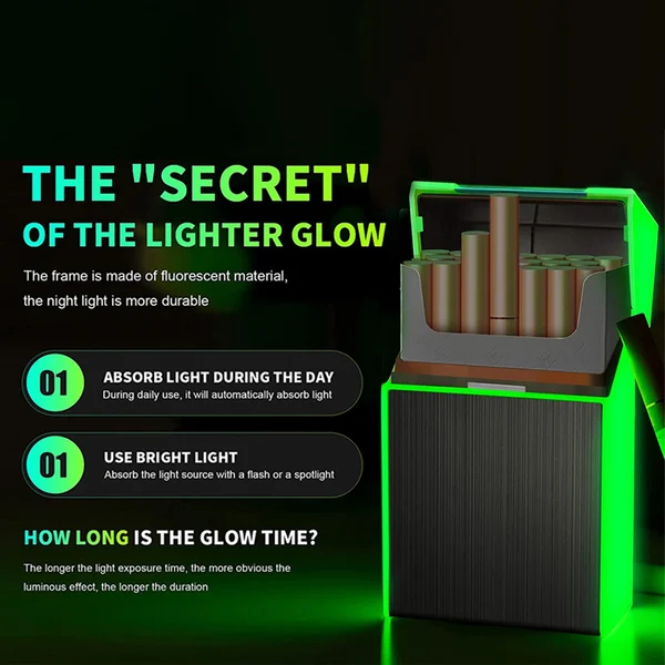(🔥Last Day Promotion-SAVE 65% OFF) -2 in 1 Rechargeable Flame-Less Windproof Glowing Electric Lighter Cigarette Case-BUY 2 GET 10% OFF & FREE SHIPPING