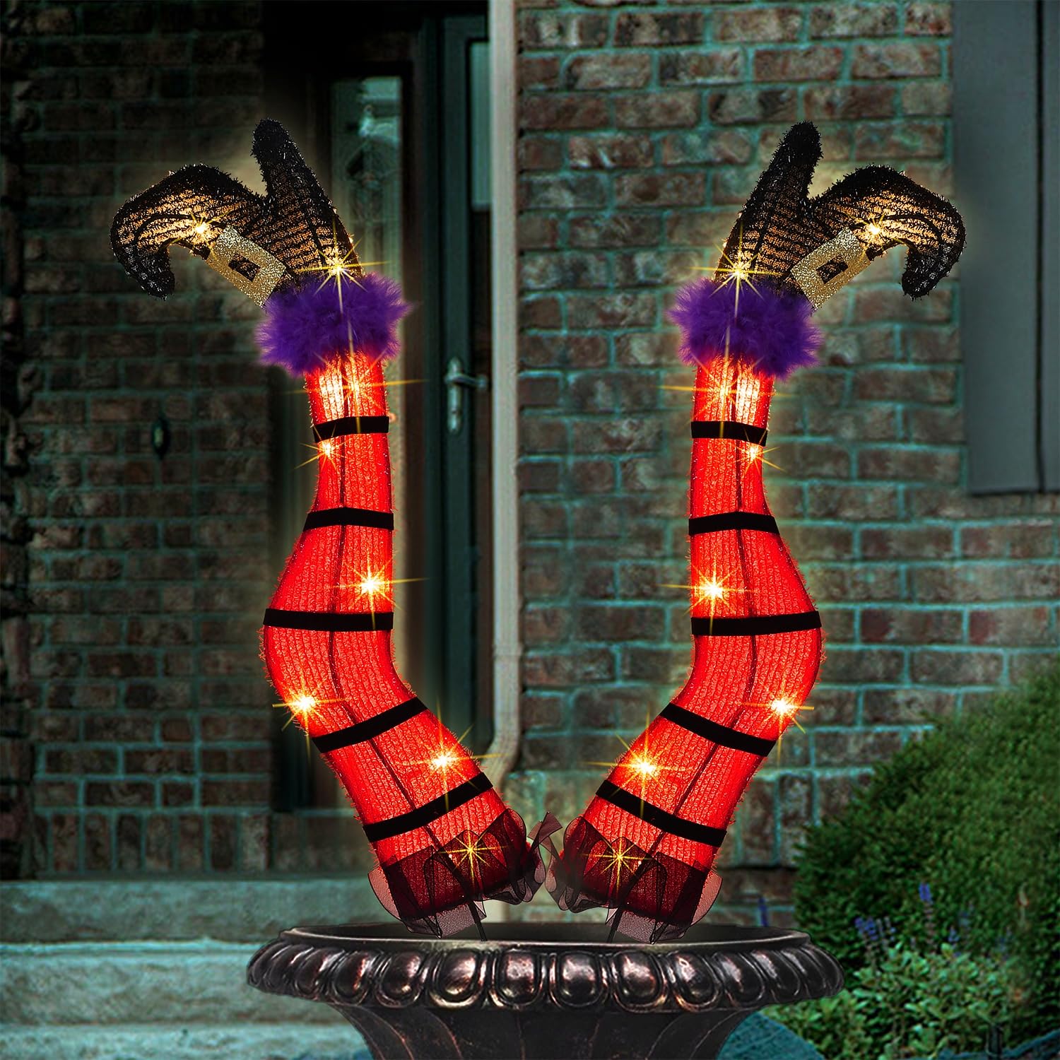 Halloween Lighted Wicked Witch Legs with Stakes - Height- 22