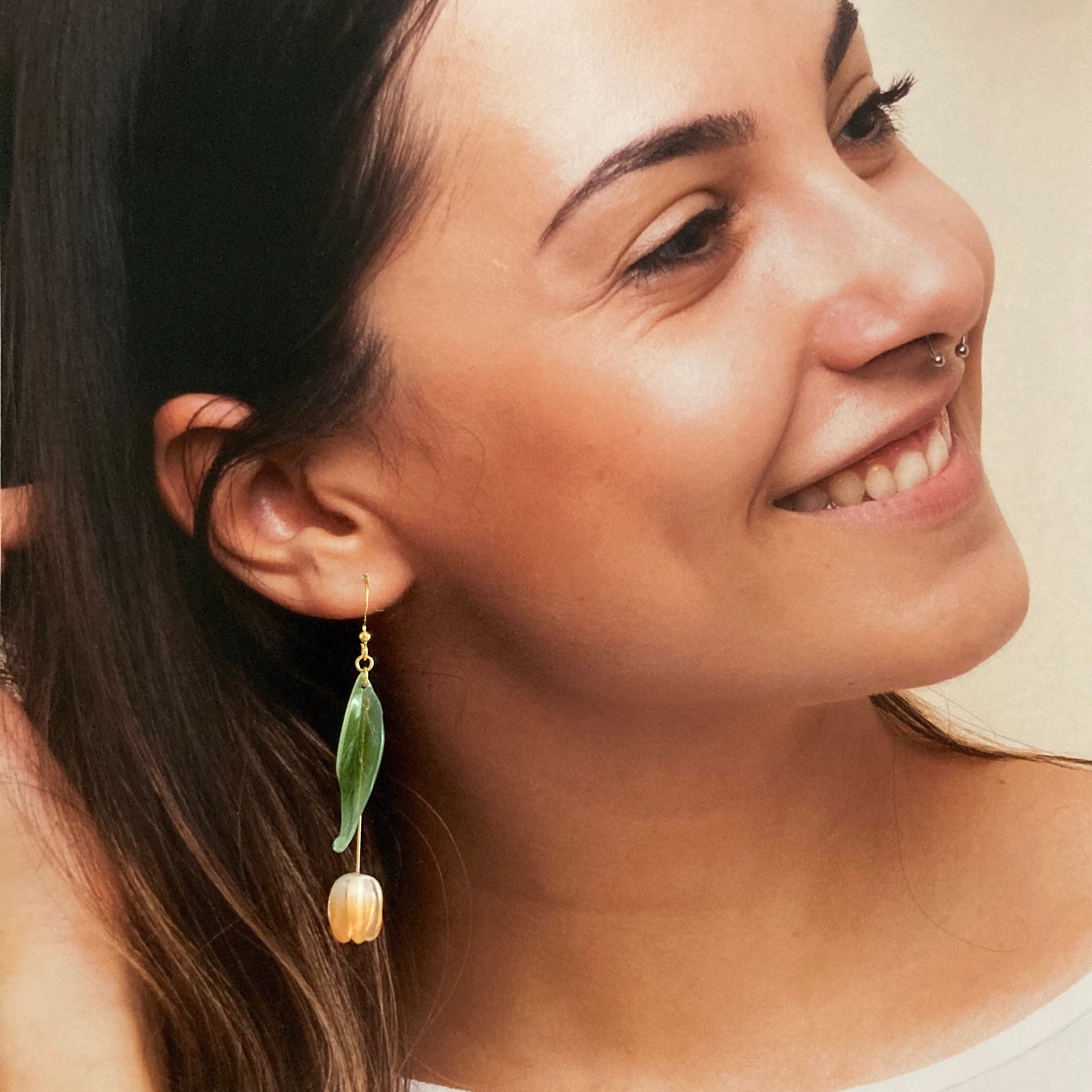 3D Tulip Flower Dangle Earrings