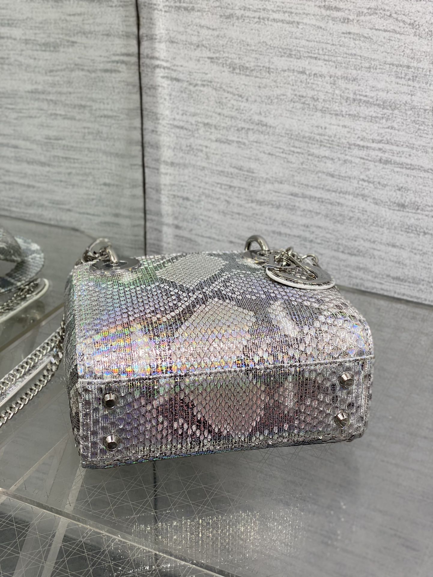 Dior Lady three-grid rare snakeskin Princess Diana bag