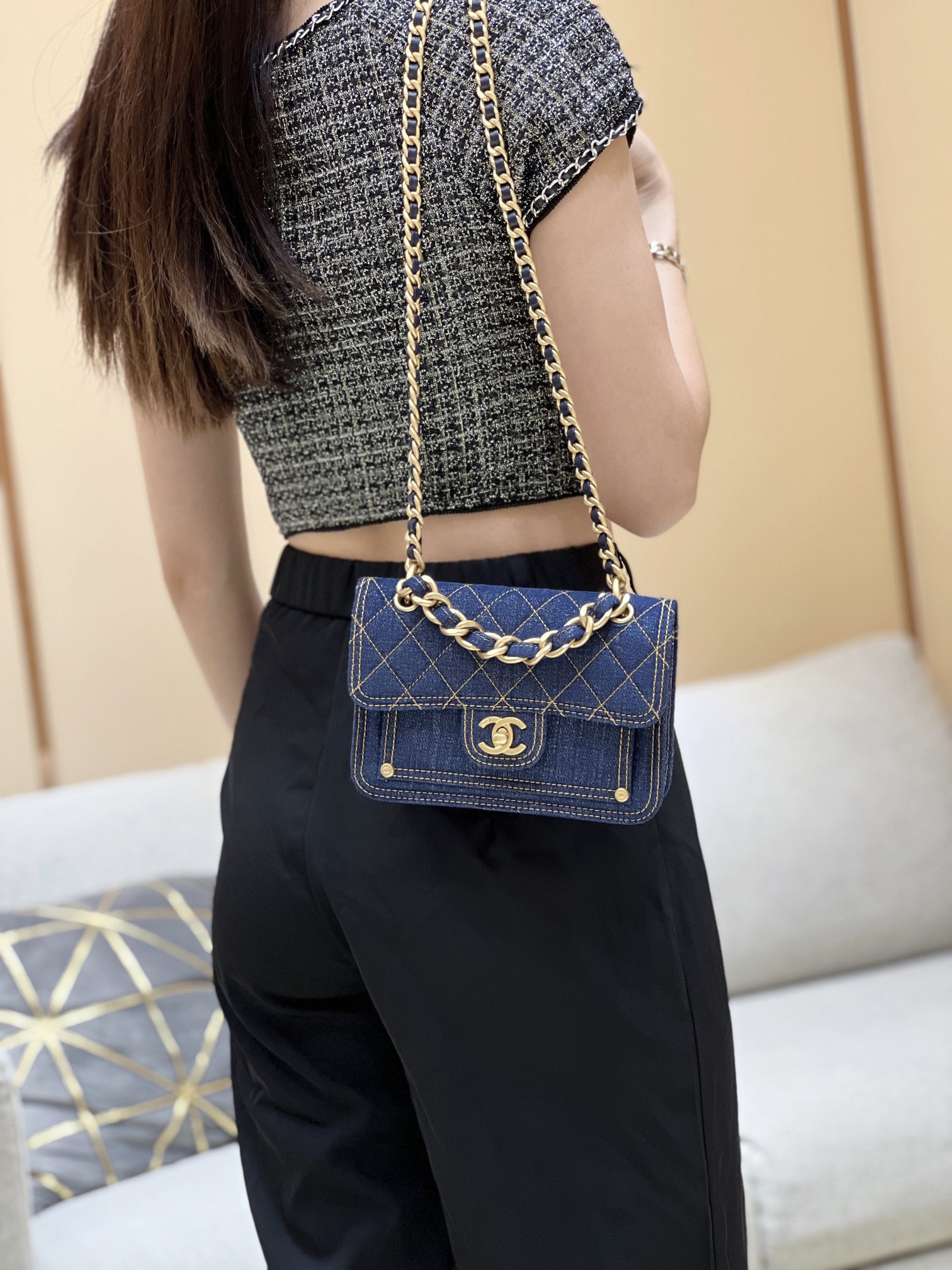 Chanel 23S Spring/Summer Collection Limited Edition Denim Messenger Bag AS4051